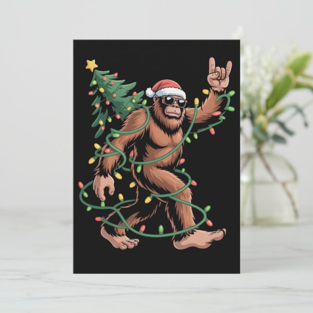Bigfoot Tomte Julgran Sasquatch Jultomte  Inbjudningar (Stående Fram)