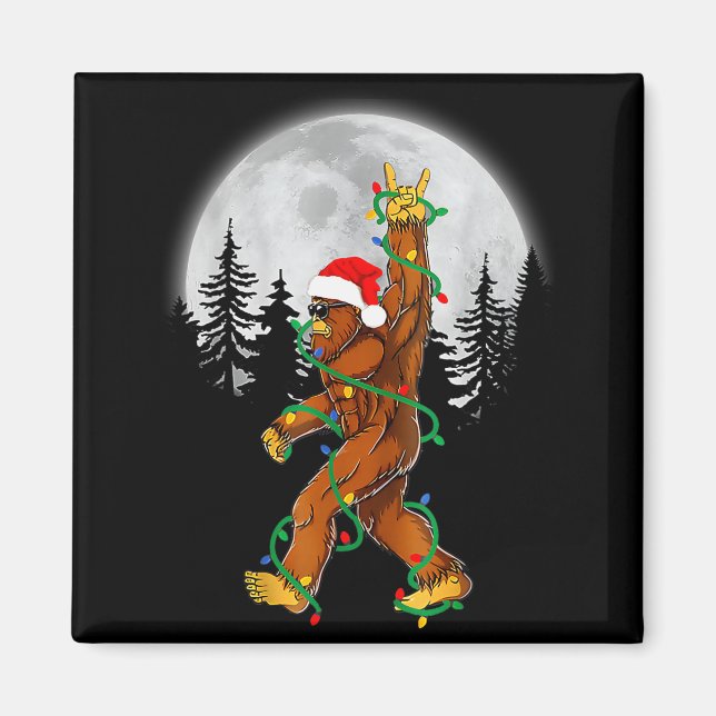 Bigfoot Tomte Julgransljus Roligt Xmas Sas Magnet (Framsidan)
