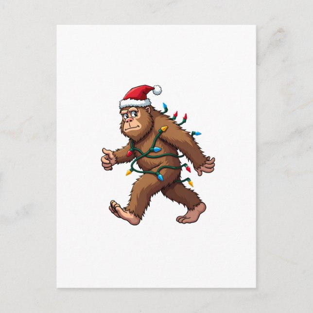 Bigfoot Tomte Julgransljus Xmas Pojkar Män  Vykort (Framsida)