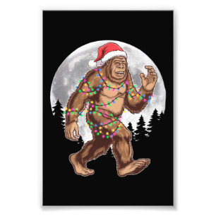 Bigfoot Tomte Julgransljus Xmas Sasquatch Fototryck