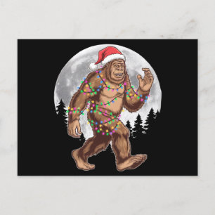 Bigfoot Tomte Julgransljus Xmas Sasquatch Vykort