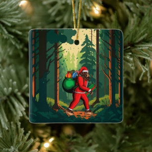 Bigfoot Tomte Presentpåse Julgransprydnad Keramik