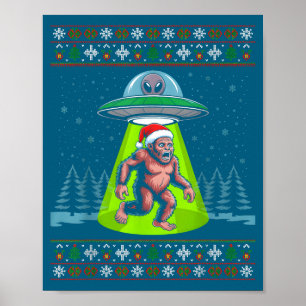 Bigfoot Tomte Ufo Sasquatch Rolig Fula Jul T Poster