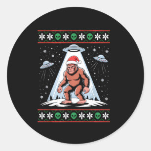Bigfoot Tomte Ufo Utomjording Rolig Fult Jul Sweat Runt Klistermärke