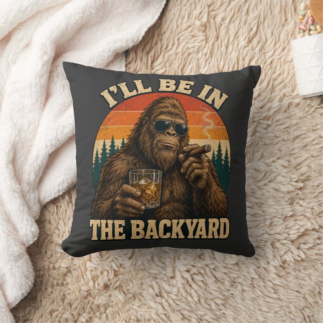 Bigfoot Trädgårds Whiskey & Cigar Retro Solnedgång Kudde (Filt)