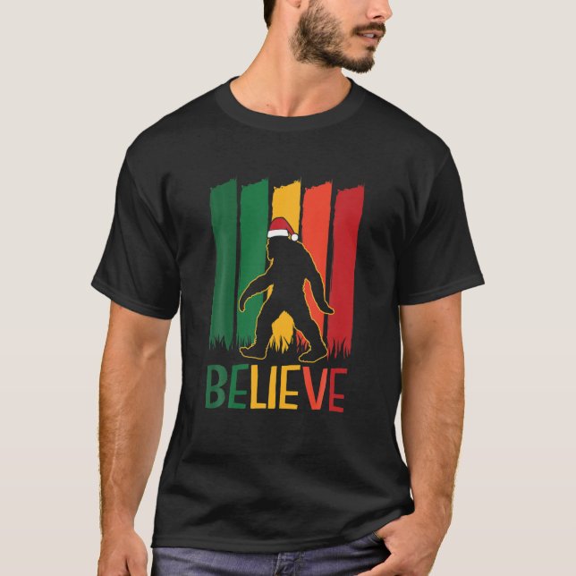 Bigfoot Tro jul-finny Retro X-Mas Pajama T Shirt (Framsida)