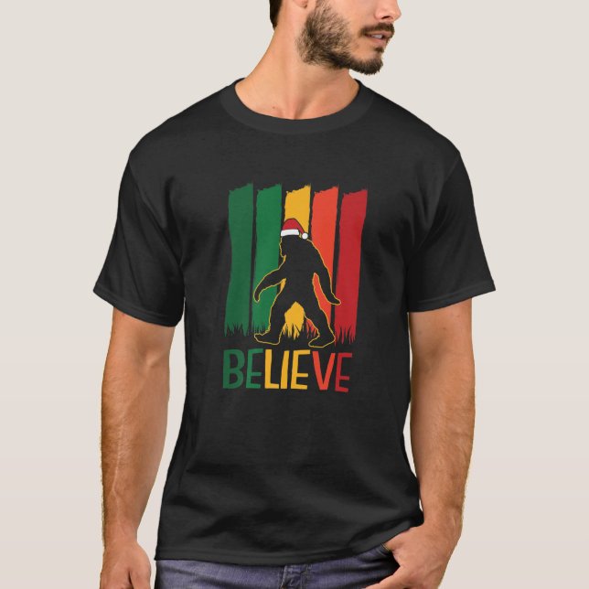 Bigfoot Tro jul-finny Retro X-Mas Pajama T Shirt (Framsida)