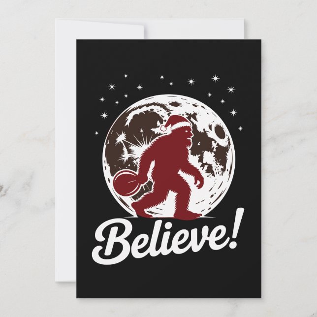 Bigfoot Tro Santa Hatt Mån Sasquatch Inbjudningar (Framsida)