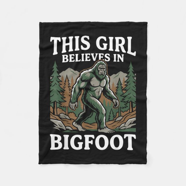 Bigfoot-troende flicka sasquatch skog kryptid för fleecefilt (Framsidan)