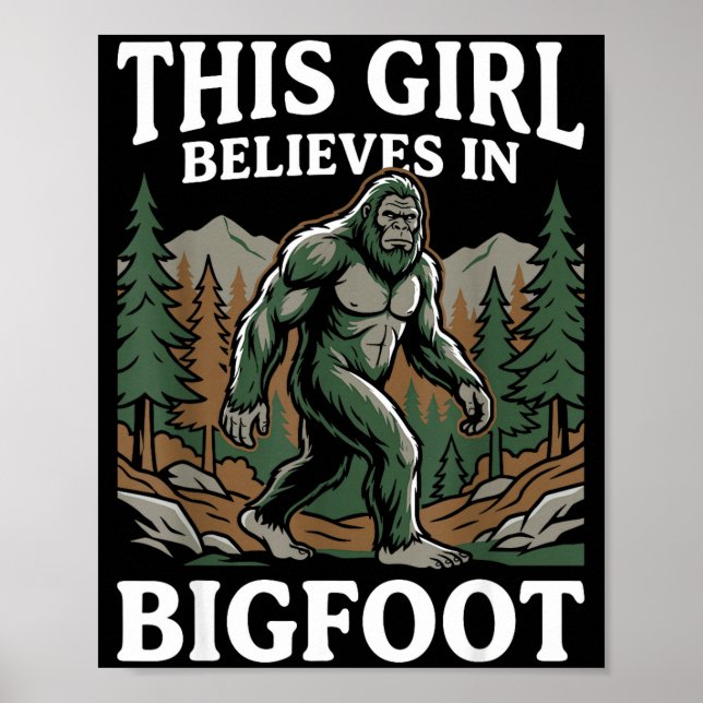 Bigfoot-troende flicka sasquatch skog kryptid för poster (Framsidan)