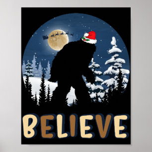 Bigfoot tror på julklapp Sasquatch Julafton Poster
