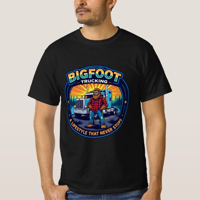Bigfoot Trucking A lifestyle that never stops T Shirt (Framsida)