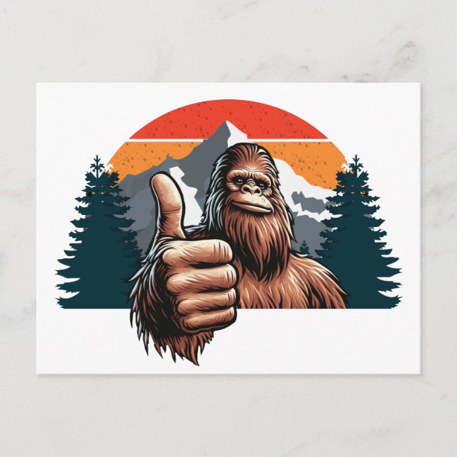 Bigfoot-tummarna uppåt helg vykort (Framsida)