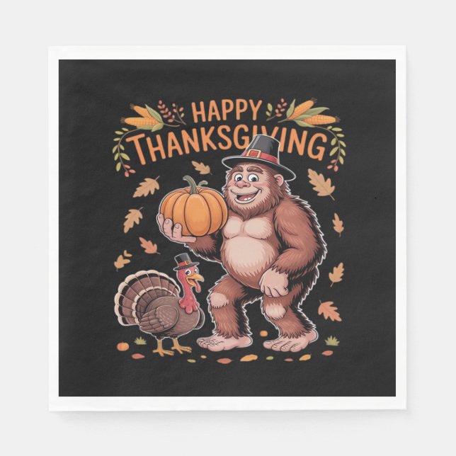 Bigfoot Turkey Pumpkin Thanksgiving Day Classic T- Pappersservett (Framsidan)