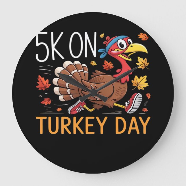 Bigfoot Turkey Pumpkin Thanksgiving Day Classic T- Stor Klocka (Framsida)