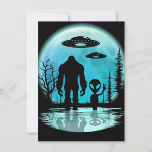 Bigfoot UFO Alien Julkort