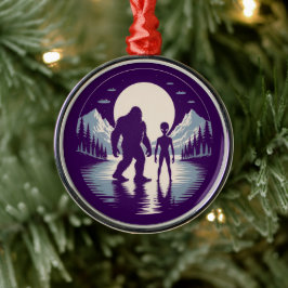 Bigfoot UFO Alien Paranormal Encounter Christmas Julgransprydnad Metall