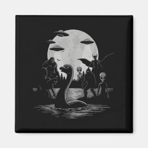 Bigfoot Ufo Loch Ness Monster Mothman Och Utomjord Magnet