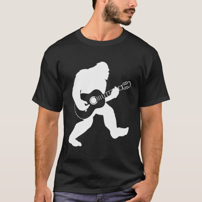 Bigfoot-uppspelning av akustiskt gitarr t shirt (Framsida)