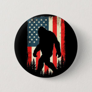 Bigfoot usa flag patriotisk fjärde juli knapp