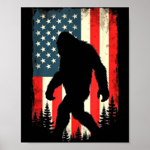Bigfoot usa flag patriotisk fjärde juli poster