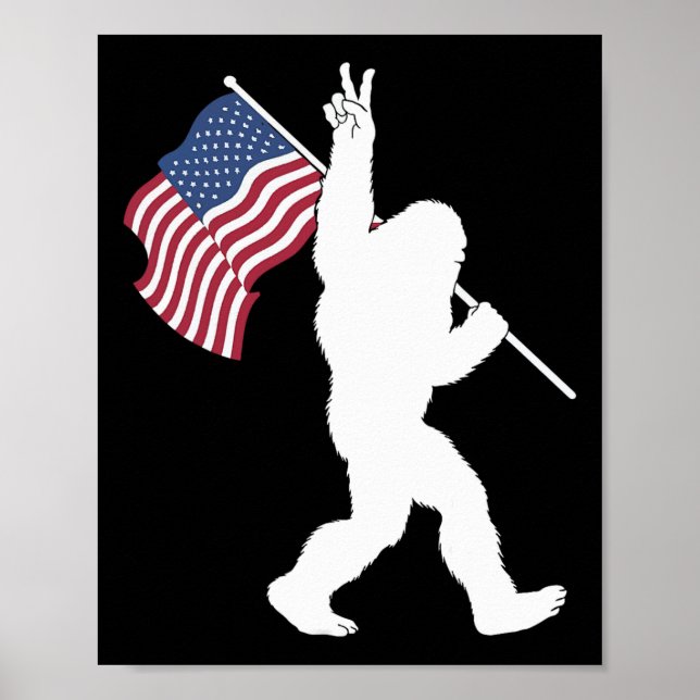 Bigfoot Usa Flagga  Poster (Framsidan)