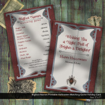 Bigfoot-utskrivet Halloween-matchande spel