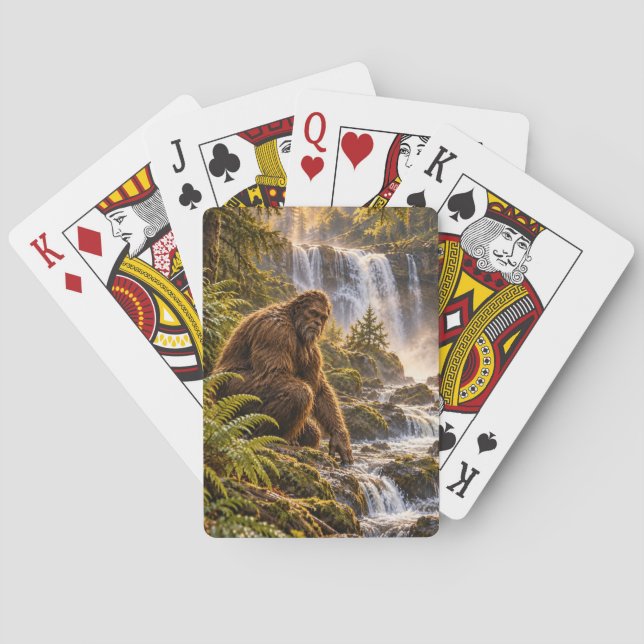Bigfoot-vaktande vattenfall lek-kort casinokort (Baksidan)