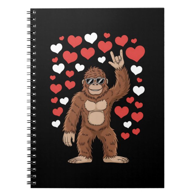 Bigfoot Valentines day Funny Hearts Sasquatch Anteckningsbok (Framsidan)