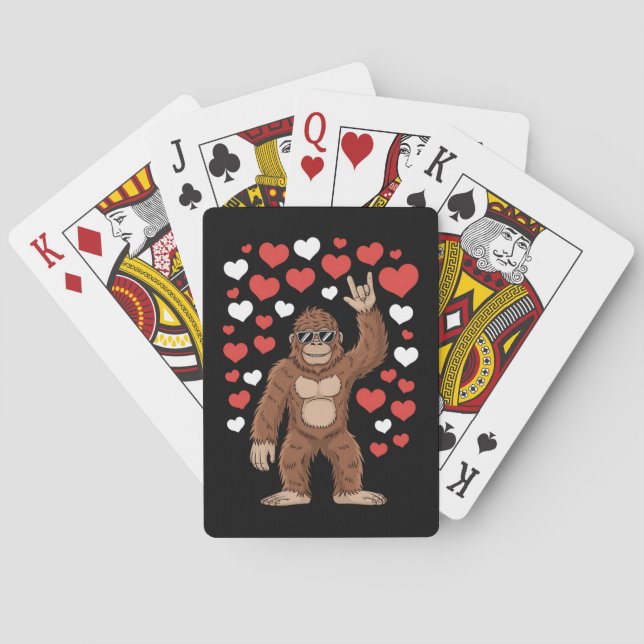 Bigfoot Valentines day Funny Hearts Sasquatch Casinokort (Baksidan)