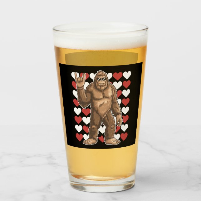 Bigfoot Valentines day Funny Hearts Sasquatch Kärl Glaskopp (Framsida fylld)