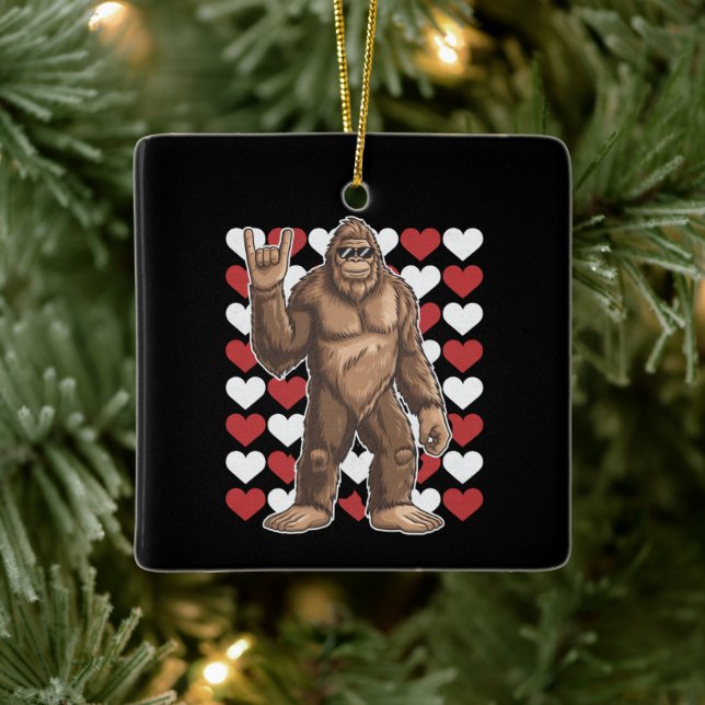 Bigfoot Valentines day Funny Hearts Sasquatch Kärl Julgransprydnad Keramik (Träd)