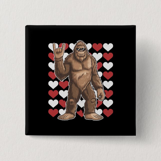 Bigfoot Valentines day Funny Hearts Sasquatch Kärl Knapp (Framsida)