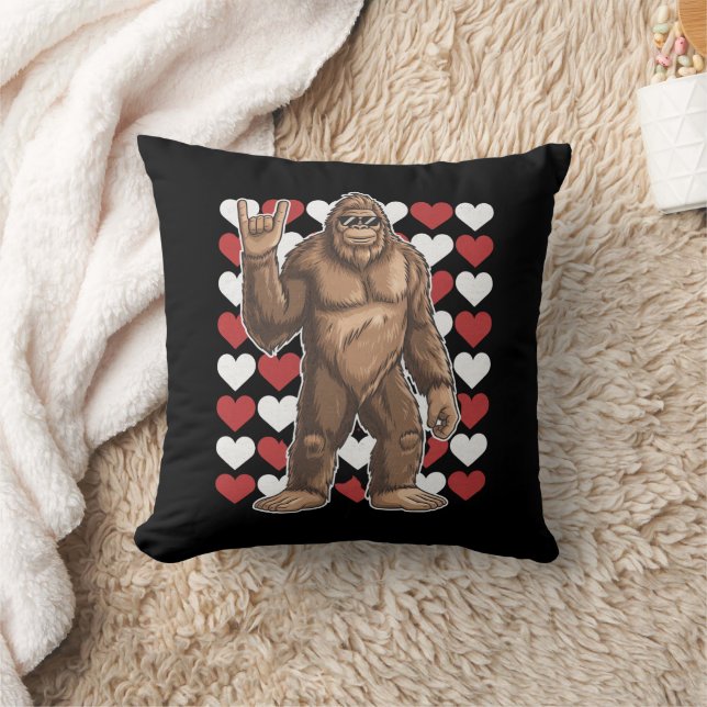 Bigfoot Valentines day Funny Hearts Sasquatch Kärl Kudde (Filt)
