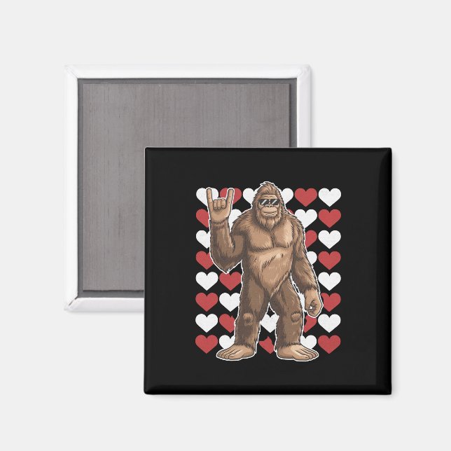 Bigfoot Valentines day Funny Hearts Sasquatch Kärl Magnet (Front/Back)