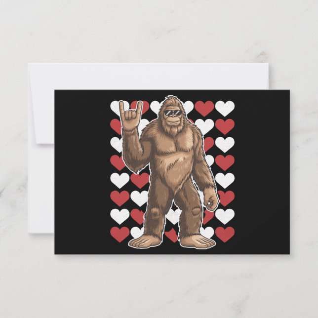 Bigfoot Valentines day Funny Hearts Sasquatch Kärl Tack Kort (Framsida)