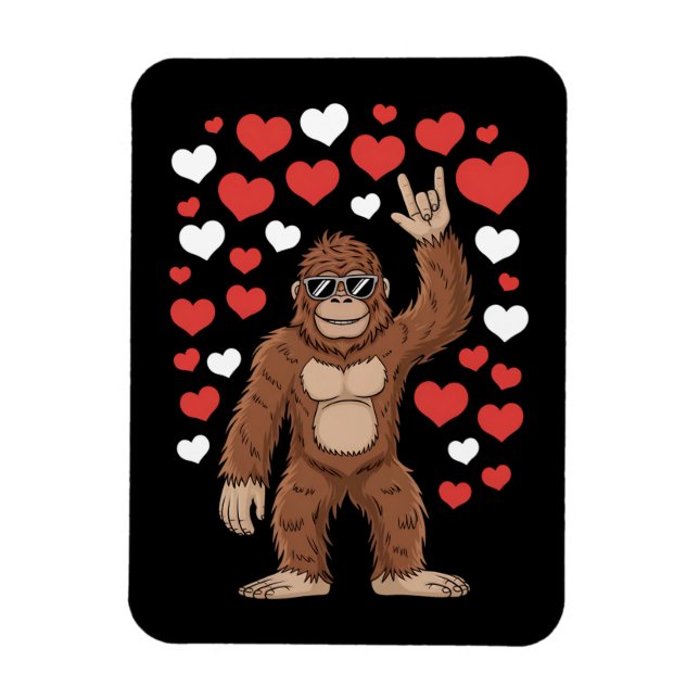 Bigfoot Valentines day Funny Hearts Sasquatch Magnet (Vertikal)
