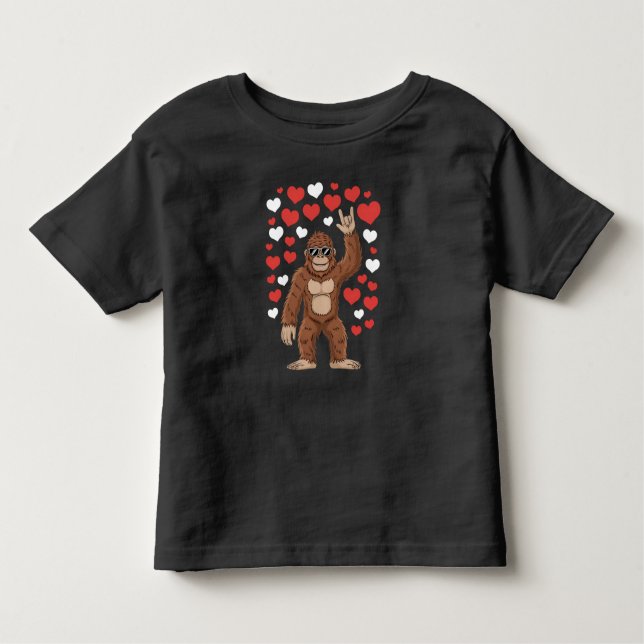 Bigfoot Valentines day Funny Hearts Sasquatch T Shirt (Framsida)
