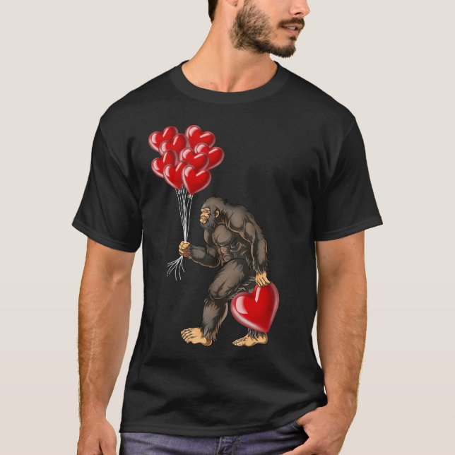 Bigfoot Valentines day Funny Sasquatch Hearts Kärl T Shirt (Framsida)
