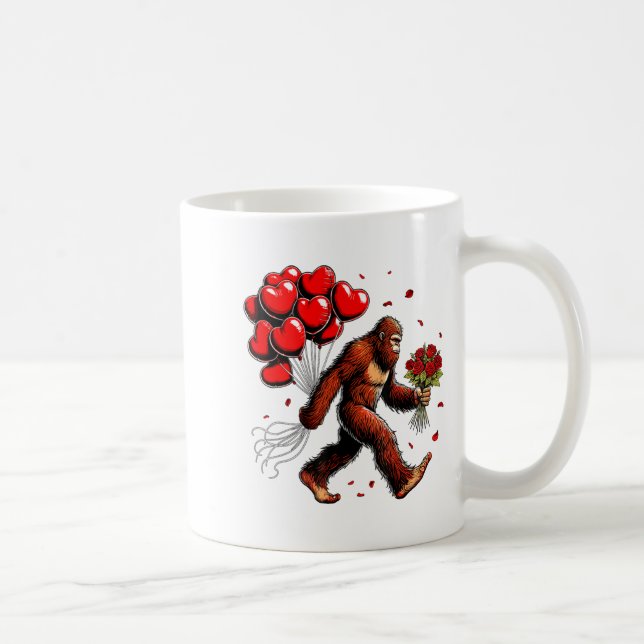 Bigfoot Valentines Day Funny Sasquatch Hearts Love Kaffemugg (Höger)