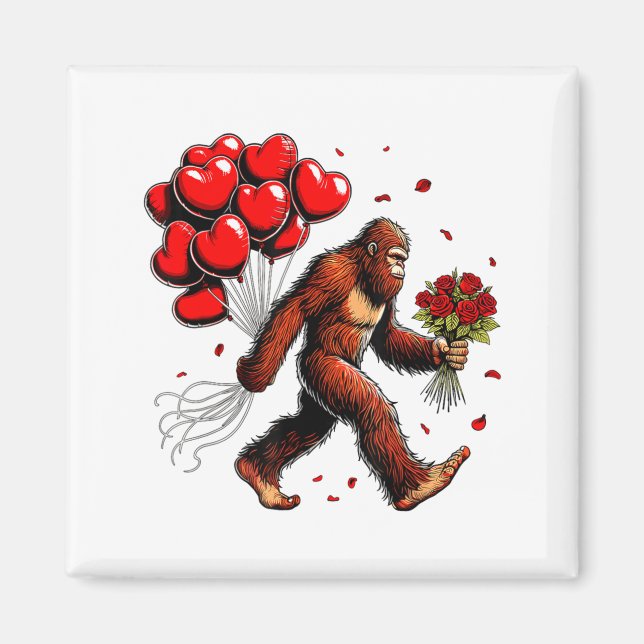 Bigfoot Valentines Day Funny Sasquatch Hearts Love Magnet (Framsidan)