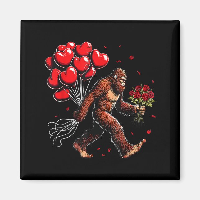Bigfoot Valentines Day Funny Sasquatch Hearts Love Magnet (Framsidan)