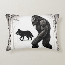 Bigfoot, Varg och Birch Träd Forest