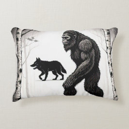 Bigfoot, Varg och Birch Träd Forest Prydnadskudde