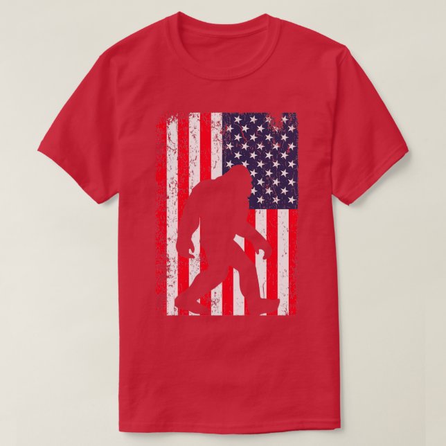 Bigfoot Vintage American Flagga T Shirt (Design framsida)