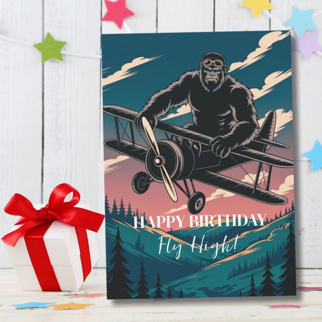 Bigfoot Vintage Flygplansmoln Funny Inbjudningar (Skapare uppladdad)