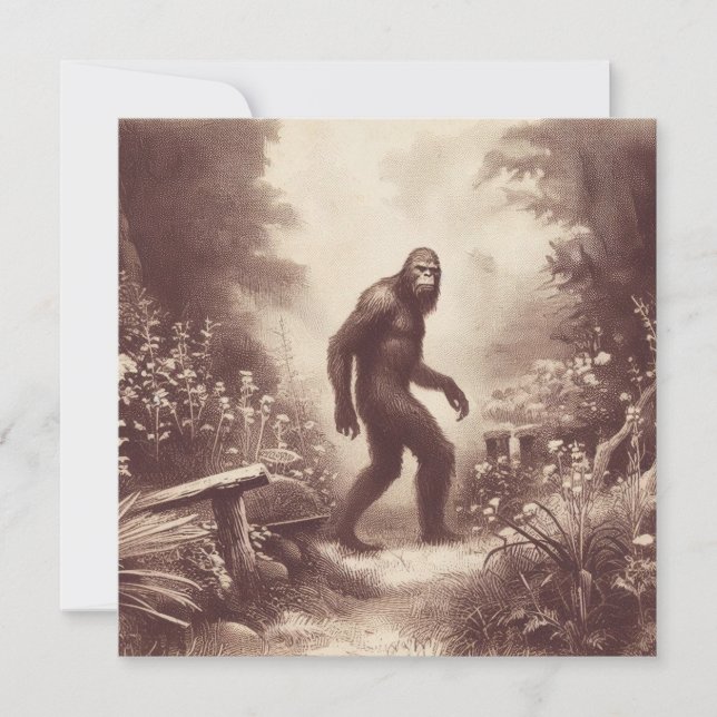 Bigfoot Vintage Illustration Folklore Kort (Framsida)