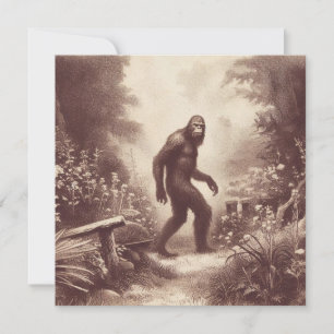 Bigfoot Vintage Illustration Folklore Kort