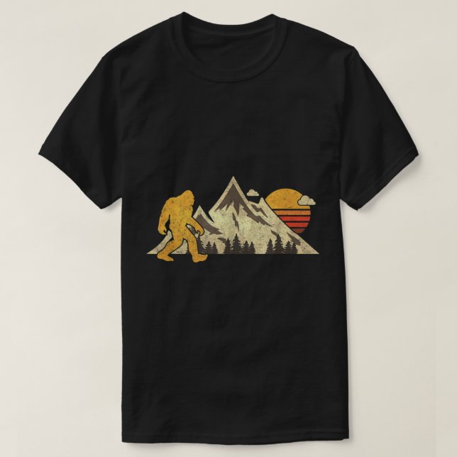 Bigfoot Vintage Shirt Mountain Sol Sasquatch Campi T (Design framsida)