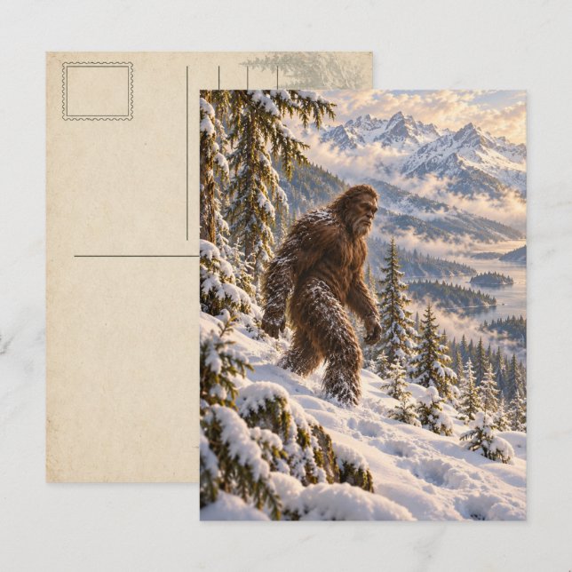 Bigfoot-vykort för djup vinter vykort (Fram/baksida)